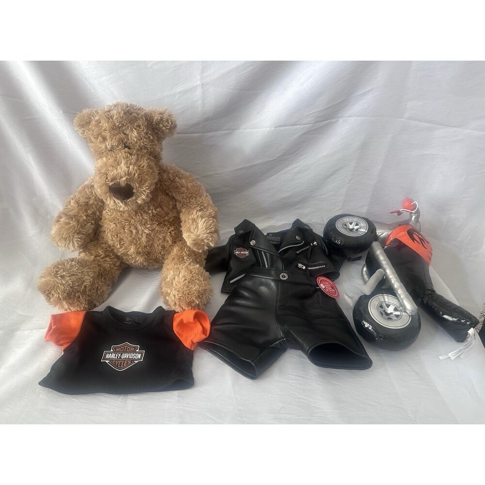 Build A Bear Vintage Big Hugs 18" Plush Brown Teddy Harley Davidson Outfit RARE - Picture 2 of 9